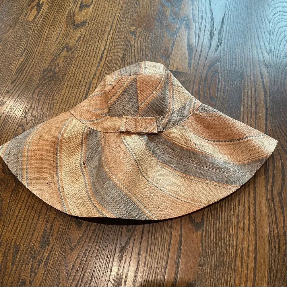 SHEBOBO Monica Wide Brim Multicolor Stripe Pattern Packable Straw Sun Hat_5